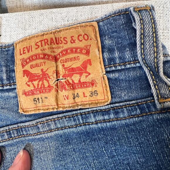 Levi's Men's 511 Mid Rise Slim Fit Leg Full Fit Jeans Heavyweight 34x36 Med Wash - Picture 3 of 10